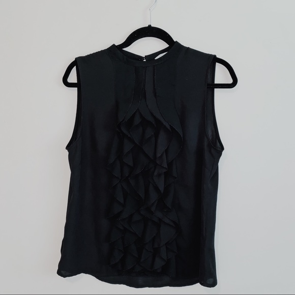 🆕 H&M | Black Chiffon Ruffle Top - Picture 1 of 3